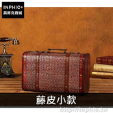 INPHIC-復古仿古櫥窗老式木箱收納箱手提箱拍攝裝飾皮箱道具木質歐式-藤皮小款